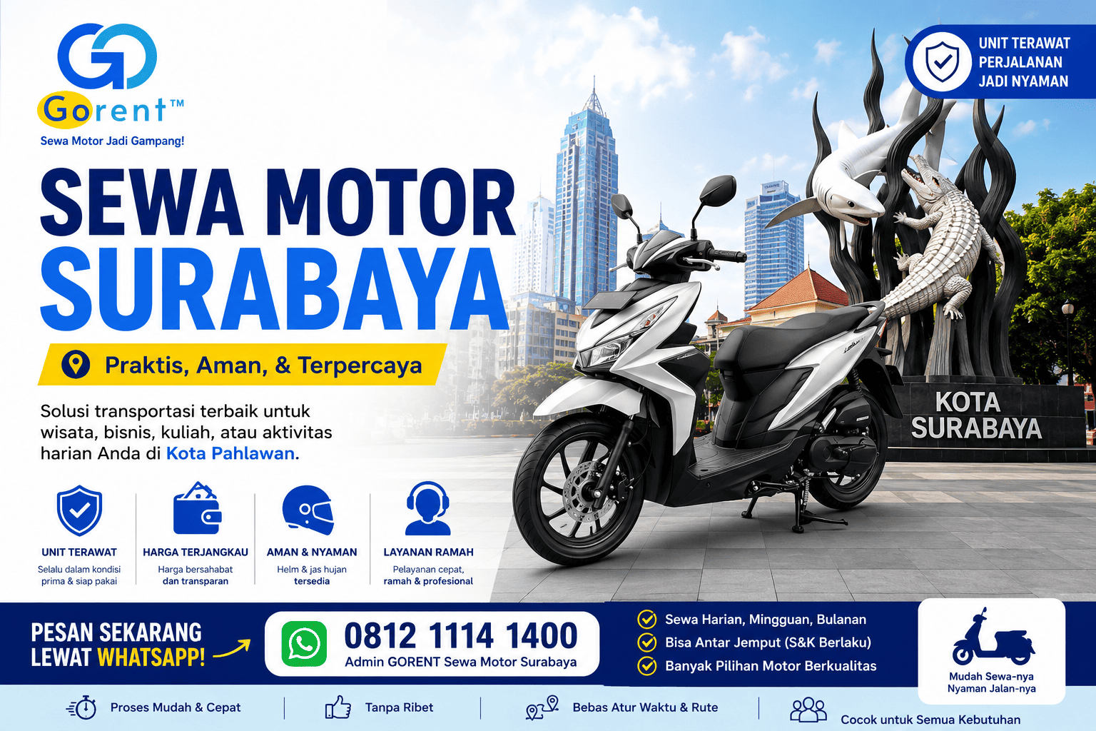 Read more about the article Sewa Motor Surabaya Murah dan Praktis Bersama GORENT Sewa Motor Surabaya